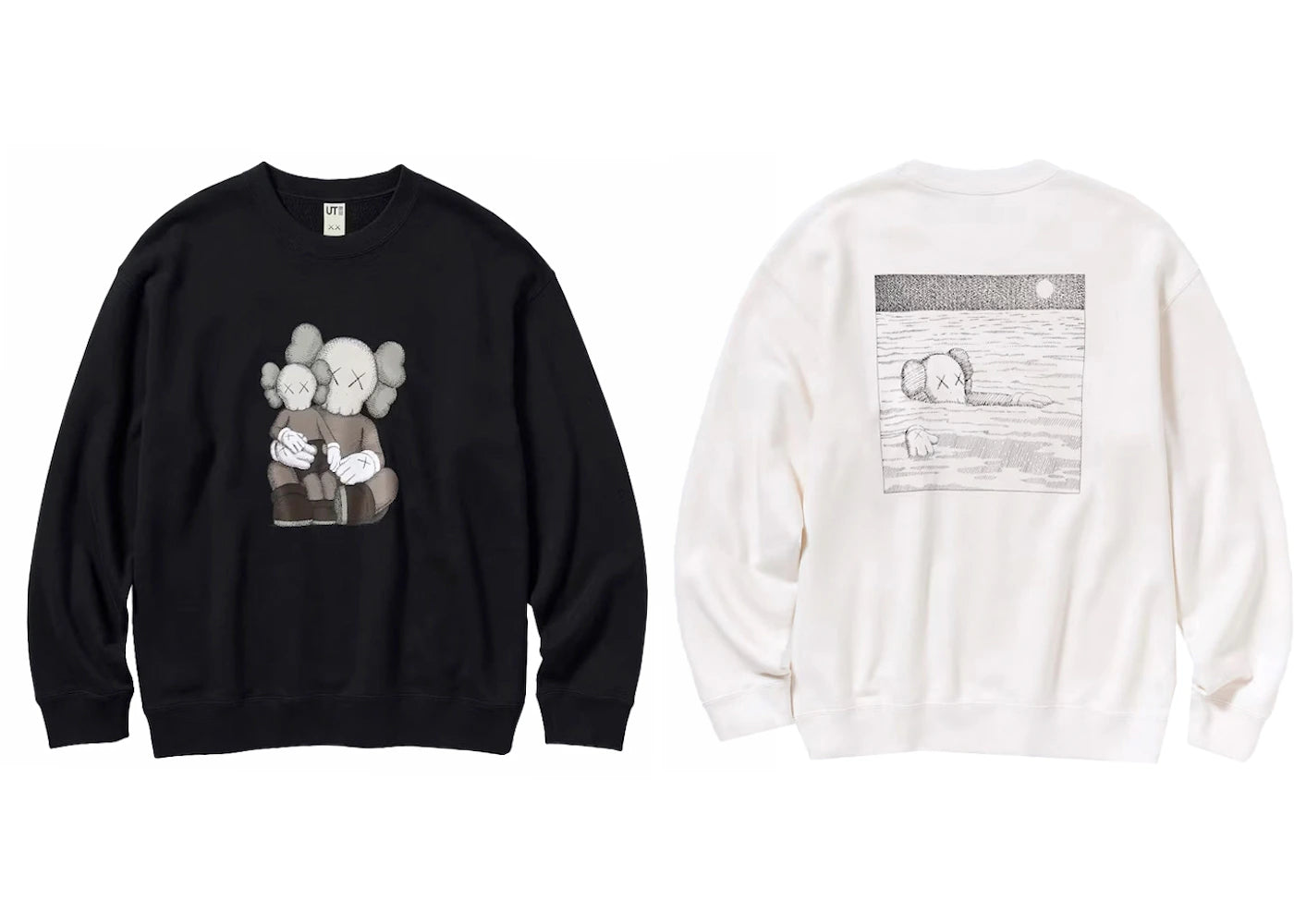 KAWS x Uniqlo Longsleeve Sweatshirt Set of 2 Off White Black Relace