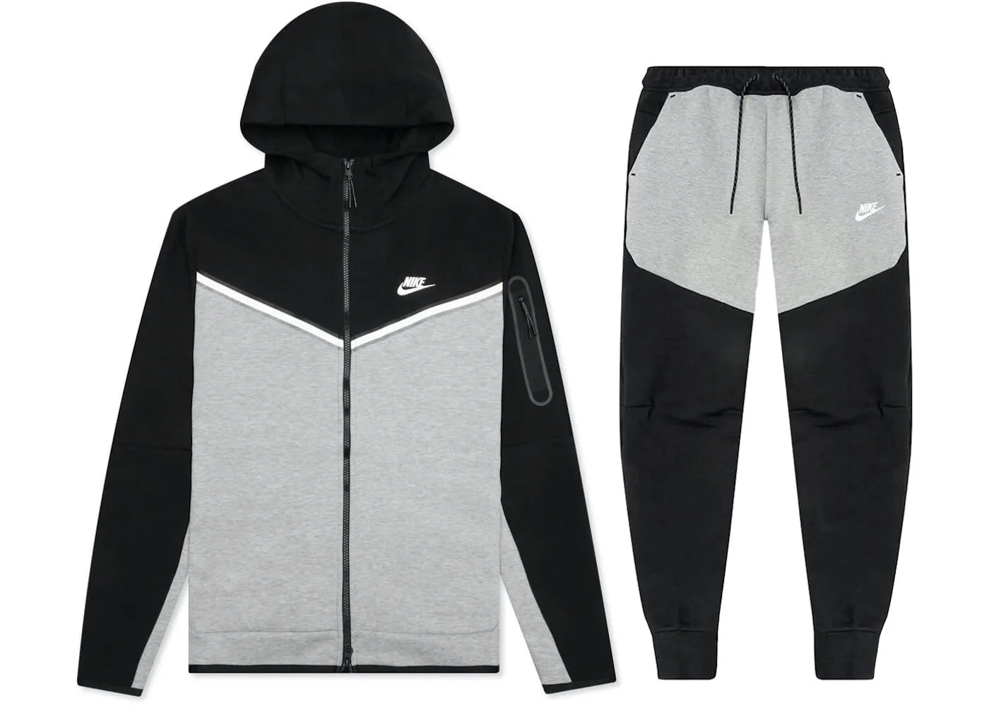 Nike Sportswear Tech Fleece Full Zip Hoodie Joggers Set Black Dark G Relace