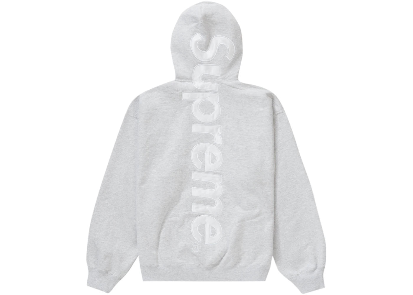 Supreme Satin Applique Hooded Sweatshirt FW23 Ash Grey Relace