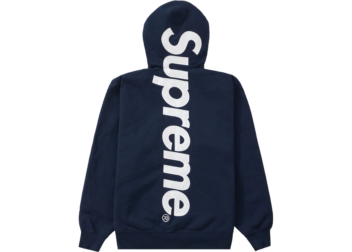 Supreme Satin Appliqué Hooded Sweatshirt Navy – Relace