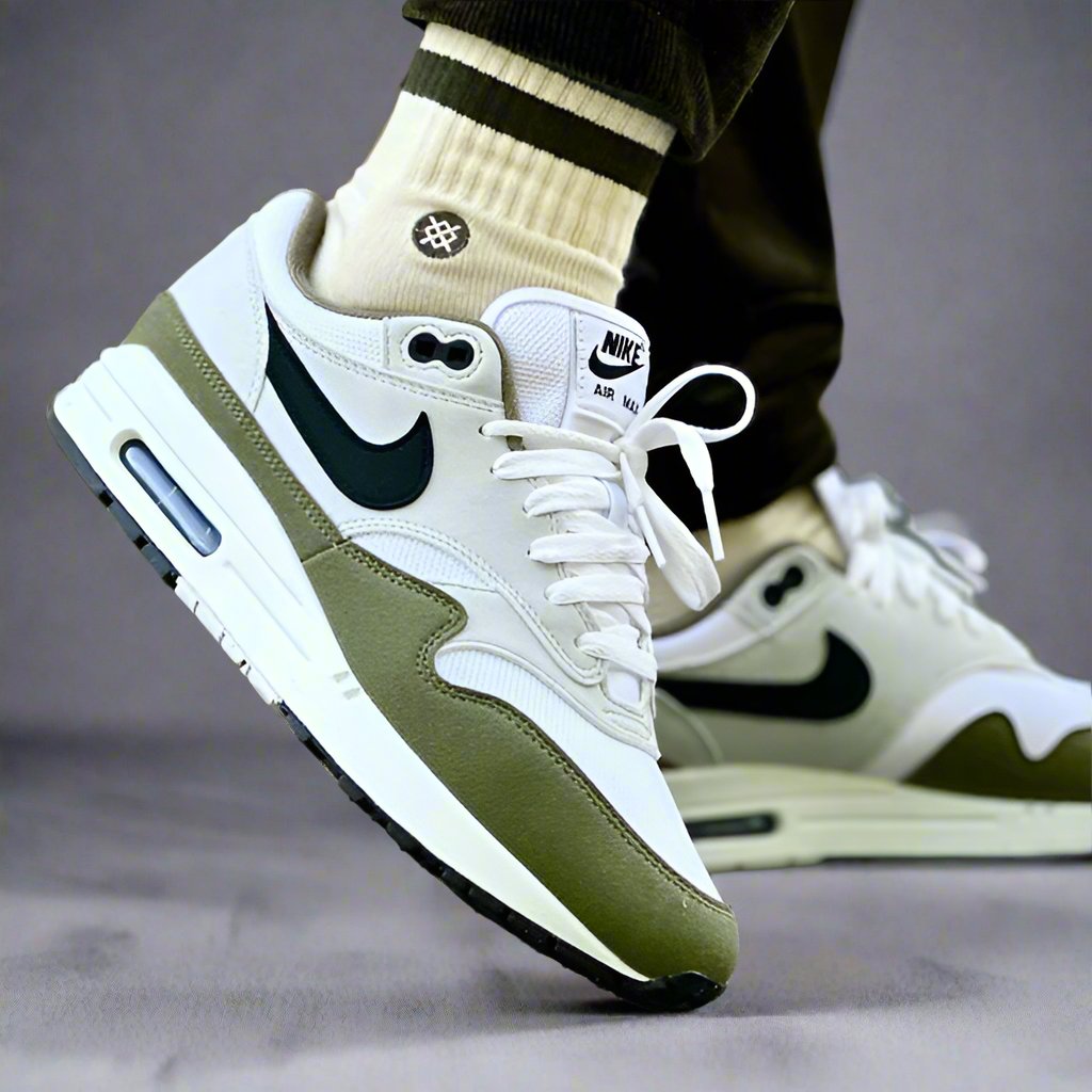 Nike Air Max 1 White Black Medium Olive