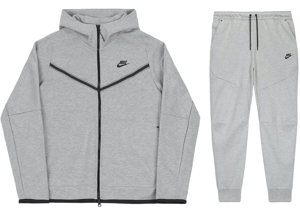 Nike Sportswear Tech Fleece Full Zip Hoodie Joggers Set Grey Relace